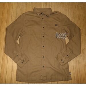 NWT MENS L/S VANS OFF THE WALL BUTTON UP~TAN~SMALL